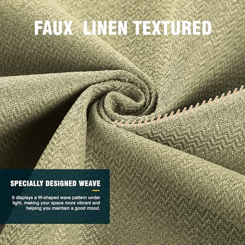 2 Panels 100% Blackout Linen-Textured Thick Grommet Curtains