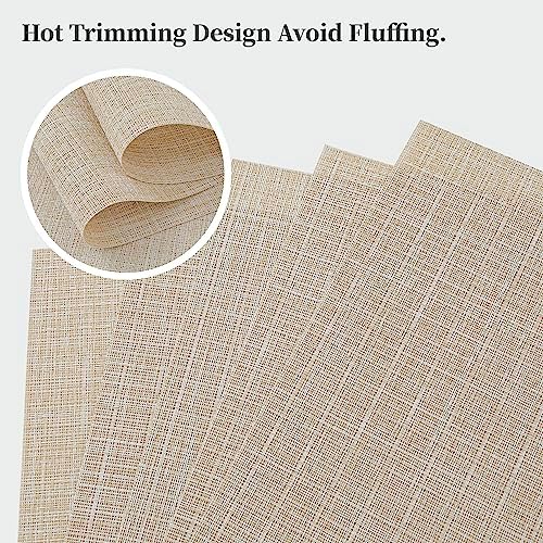 Woven Vinyl Beige Placemats Set of 20, Linen Look & Easy to Clean