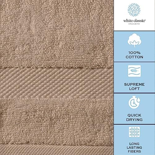 White Classic 2 Luxury Taupe Bath Mats 22 x 34 and 8 Piece Taupe Bath