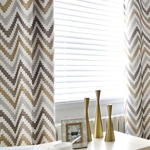 Melodieux Chevron Grommet Top Window Curtains for Living Room, 52 by
