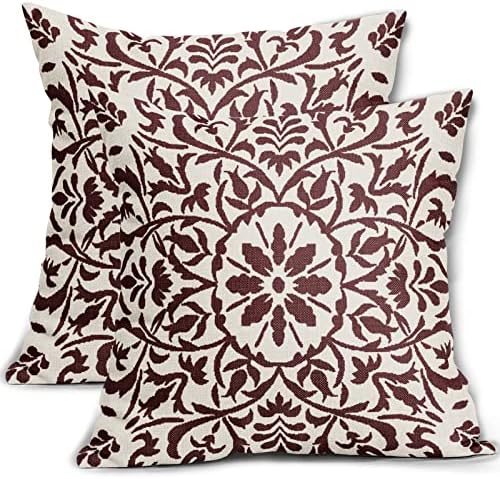 Burgundy Red Ethnic Boho Pillow Covers 18 X 18 Inch Bohemian Carpet