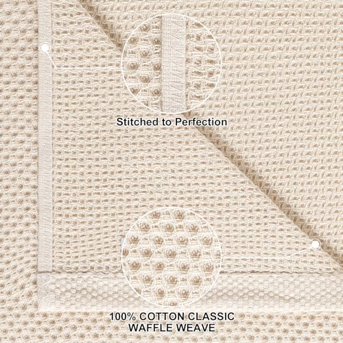 Homaxy 16 Pack 100% Cotton Kitchen Towels and Dishcloths Set, Beige