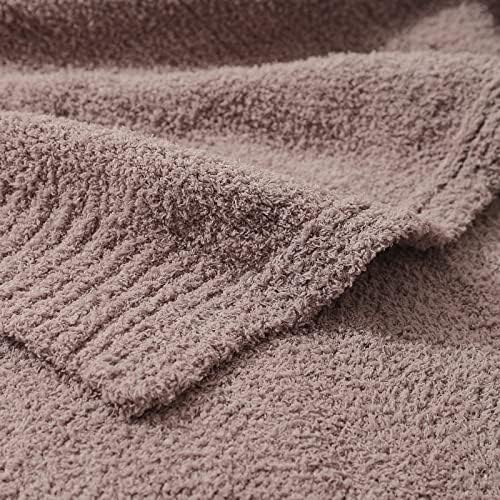 bearberry Knit Throw Blanket 60x80 Khaki Super Soft Plush for Couch