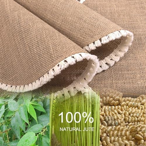 FunWheat 15 Inch Round Jute Placemats Set of 12, Braided Burlap Table