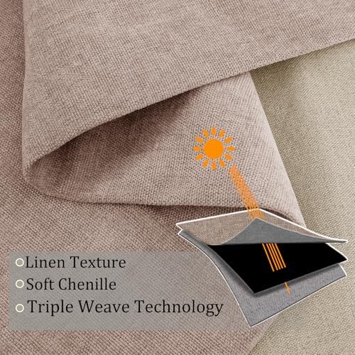 Fcosie 52" Wx120 L Chenille Black Out Drapes with Silver Grommet Full