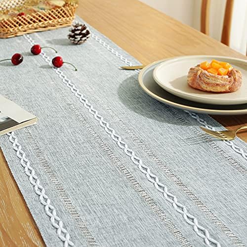 Chassic Rustic Farmhouse Style Linen Table Runner, Boho Handmade