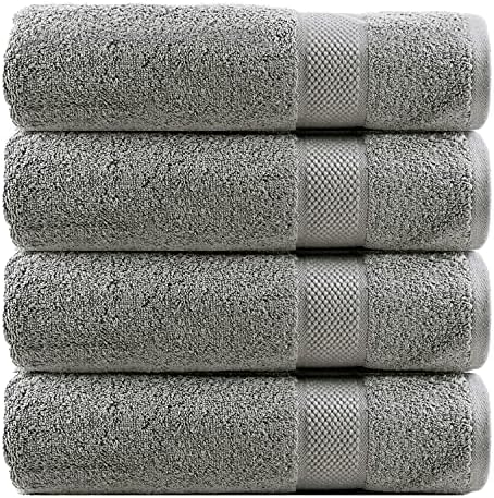 Infinitee Xclusives Pack of 4 Grey Bath Towels + Pack of 6 Kitchen
