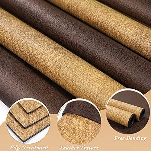SUEH DESIGN Leather Placemats Table Mats Set of 6, Brown and Tan