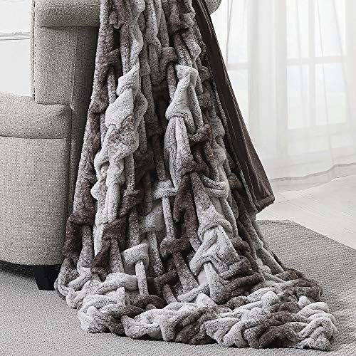 Modern Threads Luxury Solid Braided Faux Fur Reverse to Flannel Throw