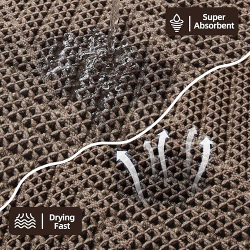 Sunfly Waffle Bath Mat 16x24,Small Boho Bathroom Rug Non Slip, Taupe