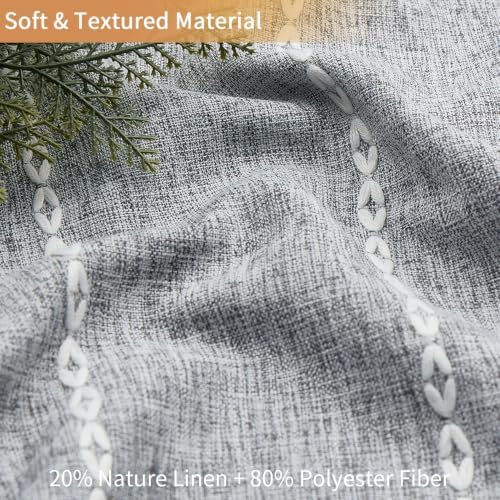 Grey Fabric Shower Curtain with Snap in Liner - Linen Blend, 71x74