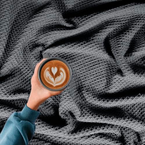 100% Cotton Waffle Weave Blanket, King Size 90 x 108 Inches, 300 GSM