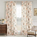 120 Inch Floral Bird Curtains for Living Room 2 Panels Set Sand Tan