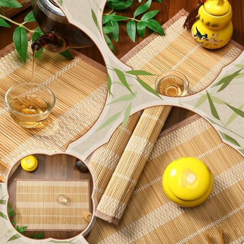 Pickmesh Bamboo Table Mats Set of 8, 18'' x 12'' Bamboo Table Mats