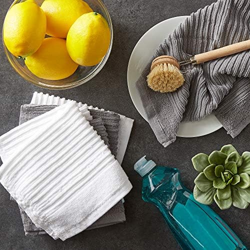 J&M Home Fashions, Cotton Ribbed Terry Dish Towels, Ultra Absorbent