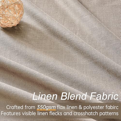 Topfinel Linen Blackout Curtains 96 Inch Long, Pinch Pleat Rustic