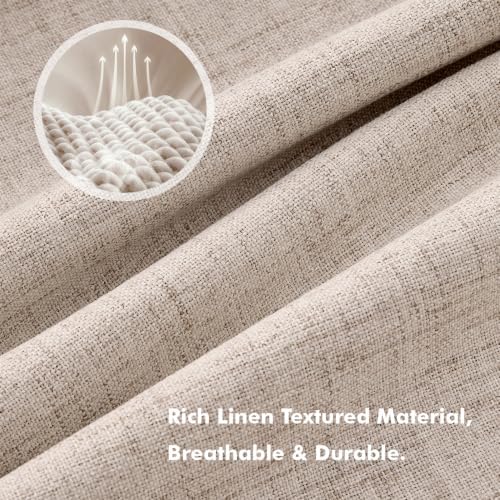MIULEE 100% Blackout Linen Curtains for Bedroom 42 x 108 Inch Beige 2