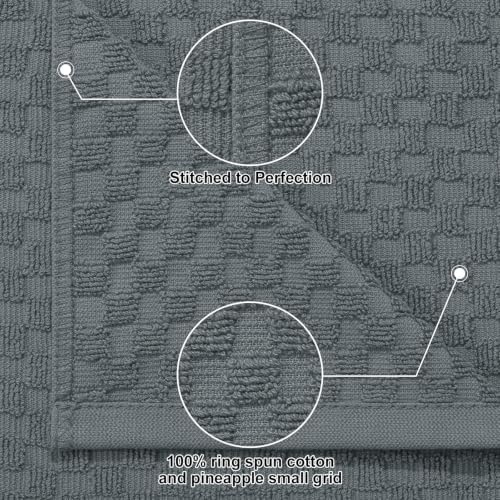 Homaxy 100% Cotton Terry Kitchen Towels(15" x 25", 4 Pack), Dark Grey