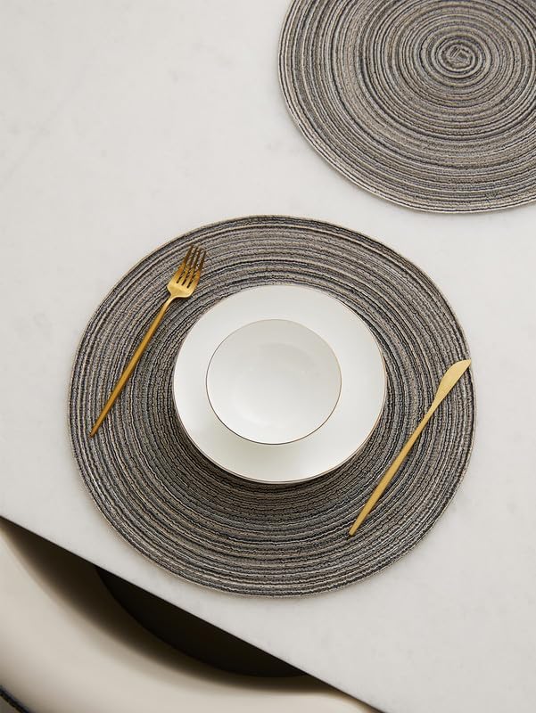 8 Pcs Round Braided Placemats & Coasters Set, 15 Inch Heat Resistant