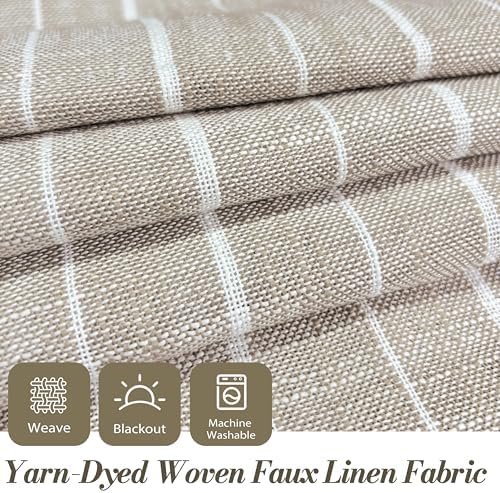 DriftAway 100% Blackout Linen Hygge Striped Curtains Double Layer