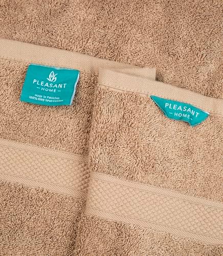 Pleasant Home Bath Towels Set of 6 (24” x 50”) 100% Cotton, Neutral