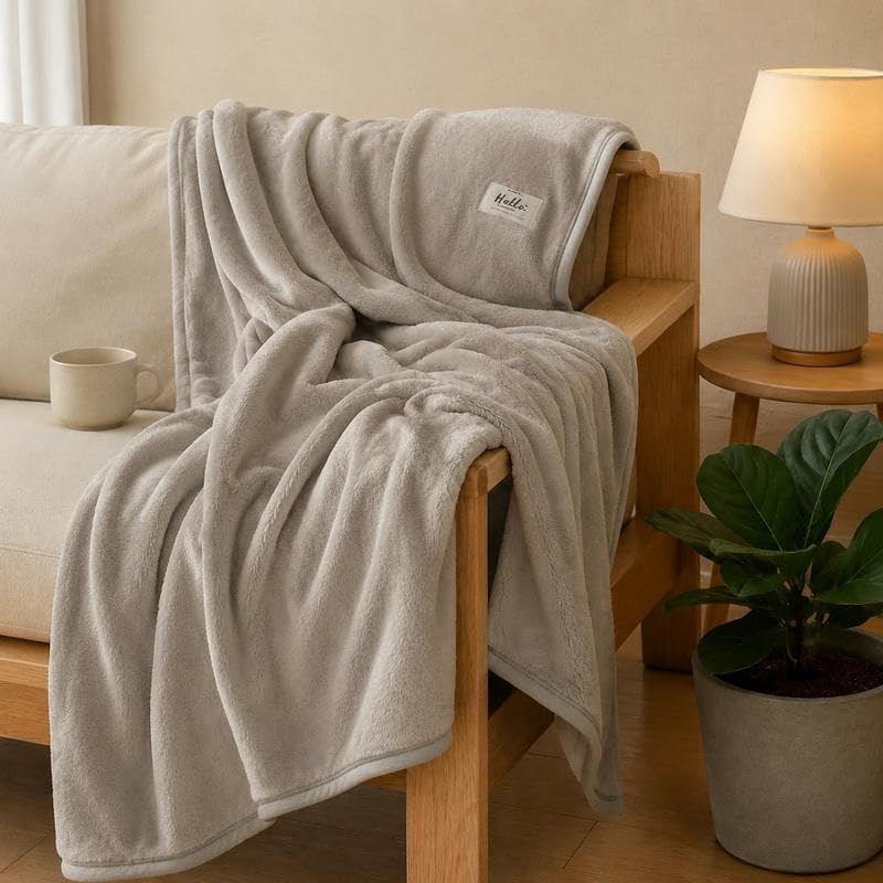 INFLAG Fleece Throw Bed Throw Blanket (60"x80",Gray)