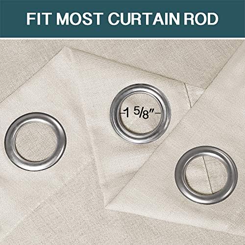 FantasDecor Linen Sheer Curtains 63 inch Length 2 Panels Set Light