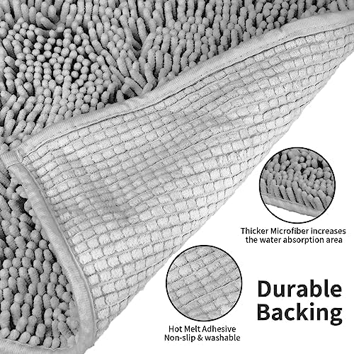 Light Gray 2 Pieces Bathroom Rugs, Ultra Soft Non Slip Absorbent