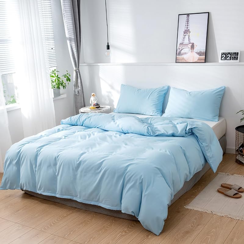 Textured Solid Duvet Cover Set,Microfiber Bedding, Soft Comforter