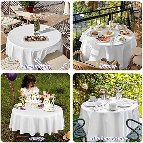 Showgeous 70 Inch White Round Tablecloths, Polyester Table Covers