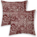 Boho Pillow Covers 18x18, Wine Red Burgundy Cream Ethnic Design