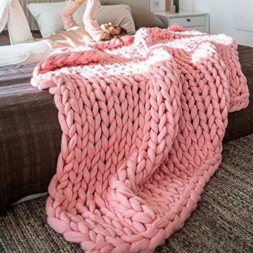 Knitted Blanket Throw Chunky Light Gray, Chunky Knit Throw Blankets