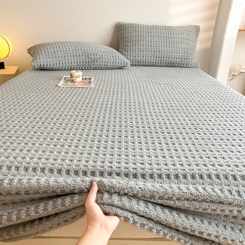 Waffle Weave King Fitted Sheet Deep Pocket 15" - Ultra Soft Textured