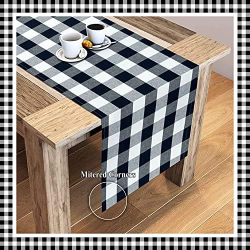GFI LINEN CLUBS 100% Cotton Buffalo Check Table Runner - 90 Inch