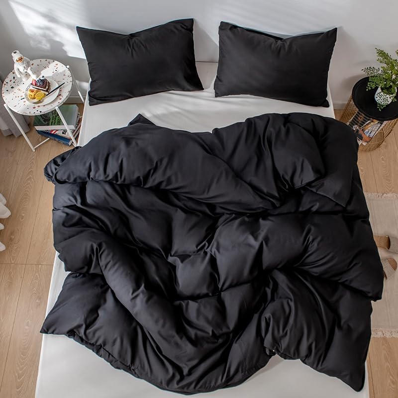 Solid Color Duvet Cover Set 2 Pcs, Ultra Soft Brushed Microfiber