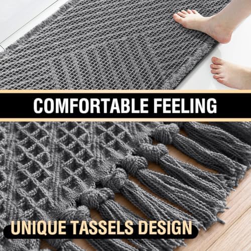 H.VERSAILTEX Waffle Bath Runner Rug Long Bath Mat Super Absorbent Boho
