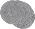 SHACOS Round Placemats Set of 4 Boho Braided Border 15 inch Circle