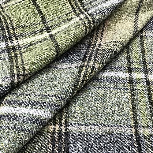 always4u Woolen Look Plaid Curtains Modern Window Panels Green Check