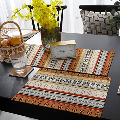 Farmhouse Boho Table Mats Set of 4 With Table Runner 90 Inches