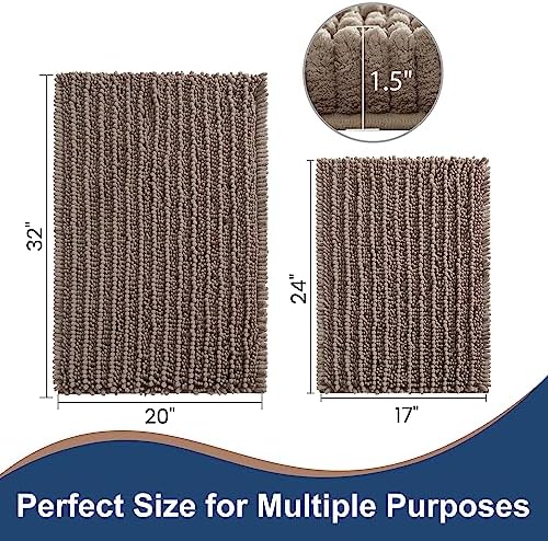 Luxury Polyester Taupe Bathroom Rugs Sets 2 Piece, Thickened Hot Melt