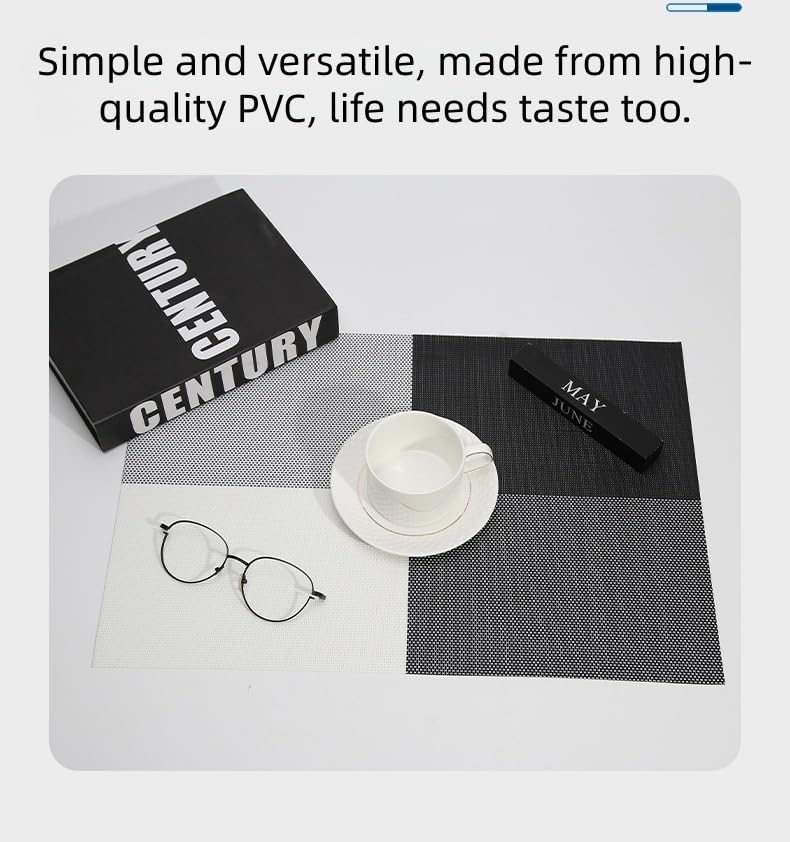 Table Placemats 10 Piece Pack of Woven PVC Placemats 30 * 45Cm Heat