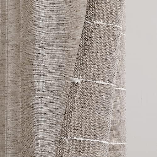 Lush Decor Farmhouse Textured Grommet Sheer Window Curtain Panel Pair