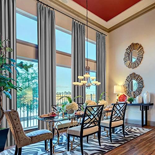 ChadMade 100% Blackout Curtain 84 Inches Long Pinch Pleated Dark Gray