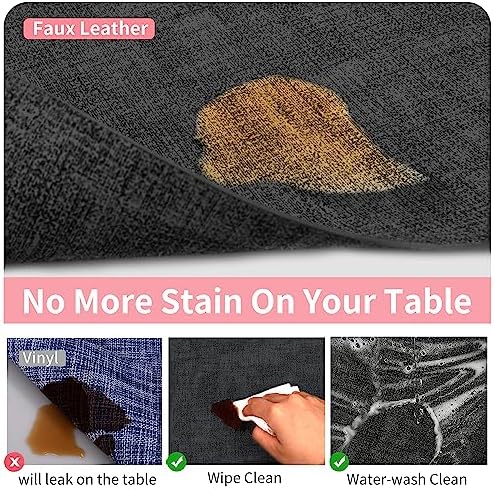 Maxpearl Faux Leather Placemats Set of 6, Easy to Clean, Dark Grey