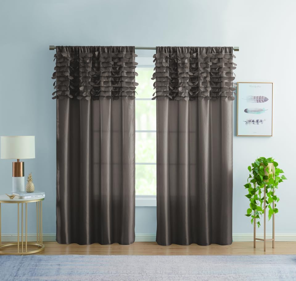 Home Curtains Solid Linen Wide Window Curtain Panel Pair with Grommet