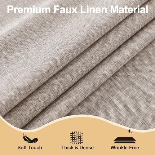 JIUZHEN Round Table Cloth Faux Linen Farmhouse Tablecloth Wrinkle and