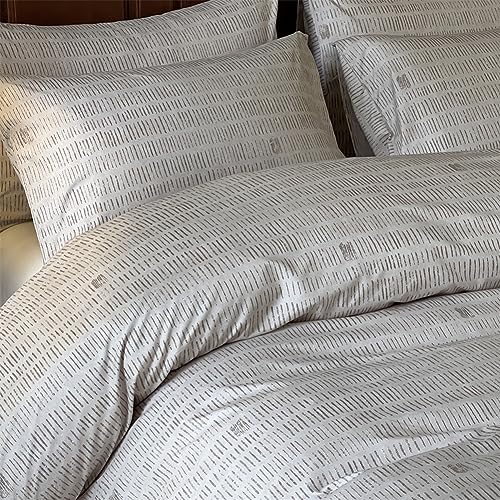 NSNLGSGC Beige Boho Duvet Cover King, Vintage Striped Comforter Cover