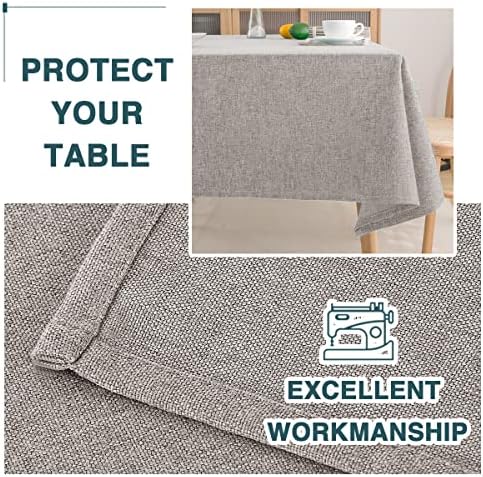 FantasDecor Linen Textured Table Cloths Rectangle Tablecloth
