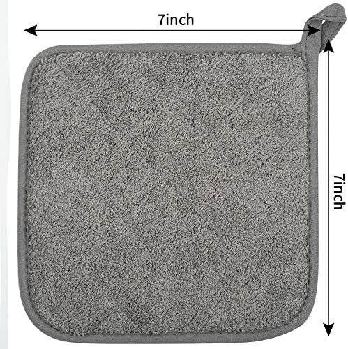 Pot Holders for Kitchen, 100% Cotton Terry Pot Holder Set of 5, Heat