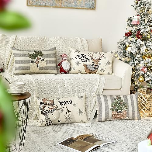 AVOIN colorlife Christmas Snowman Reindeer Gloves Eucalyptus Throw